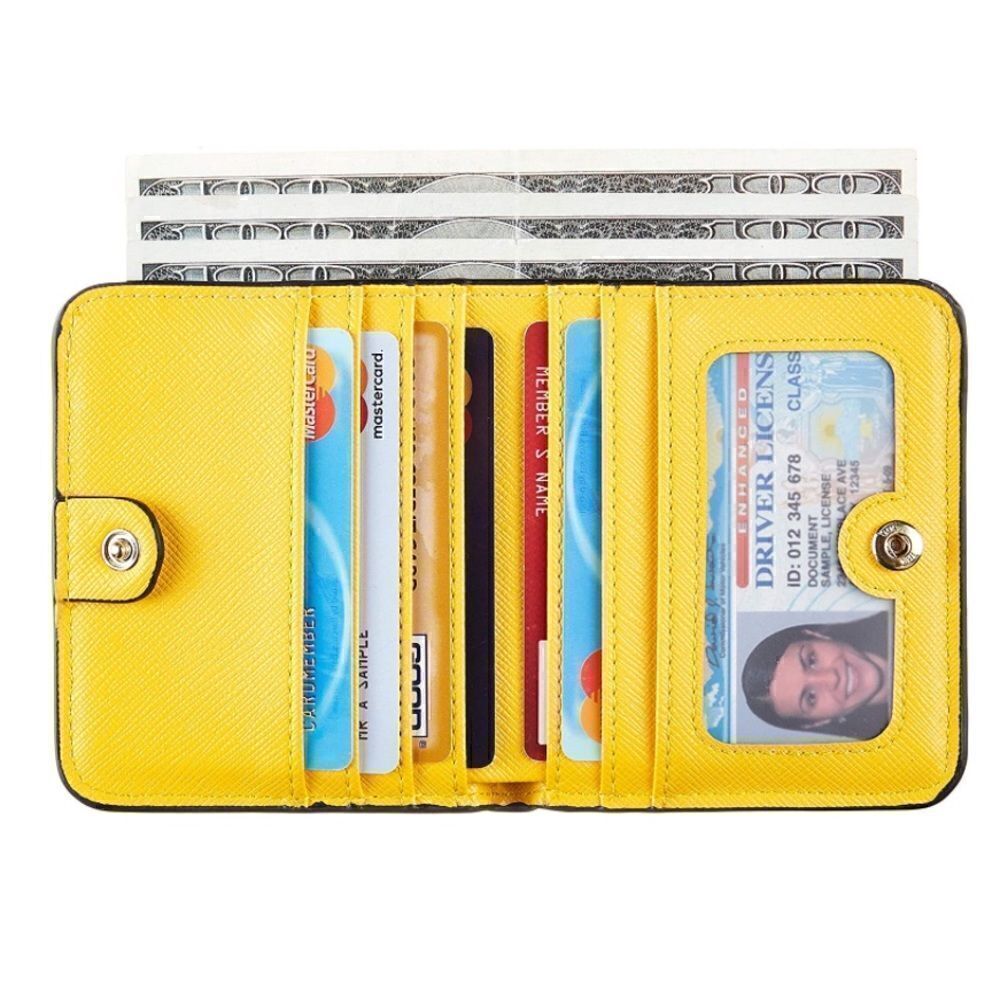 Yellow Leather Compact Wallet   - Picture 2 of 5